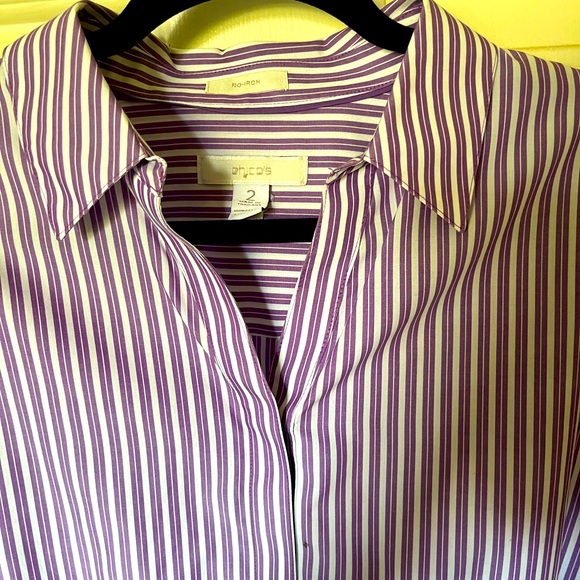 Chico’s Purple and White Stripe Blouse - Picture 2 of 9